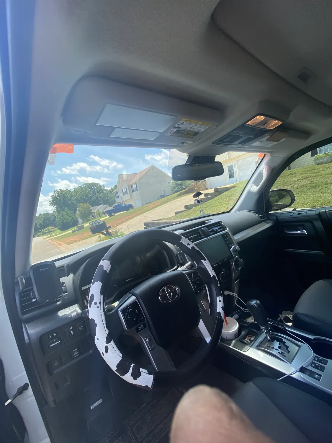 View through a newly installed windshield from inside the vehicle