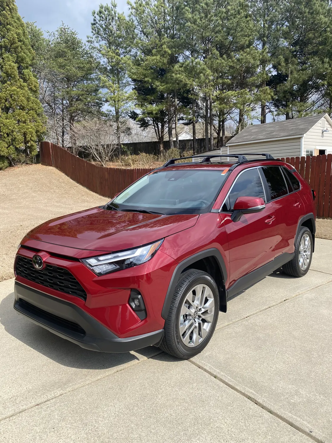 Red Toyota RAV4 after a mobile windshield replacement